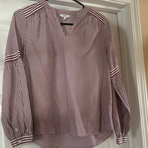 Crown & Ivy Burgundy Striped Blouse
